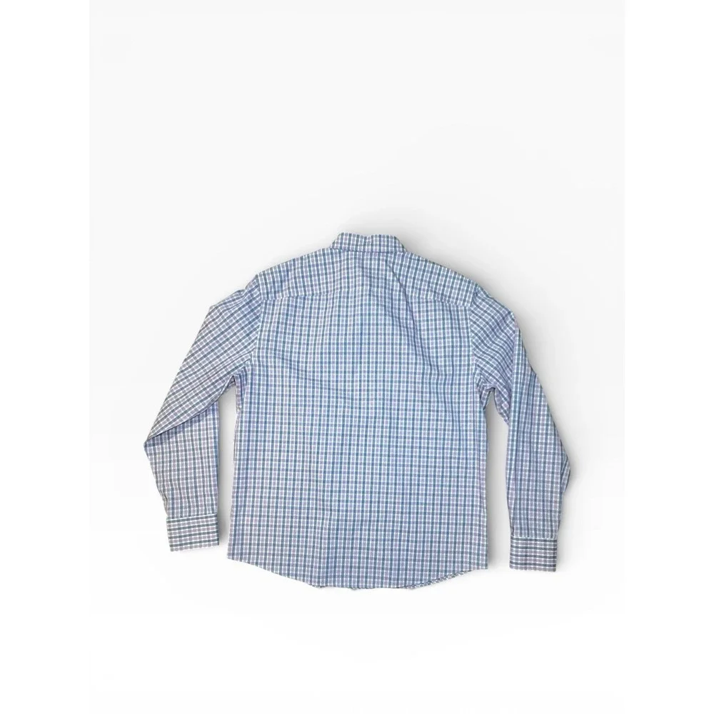 Untuckit Reg Fit Wrinkle Free Mens Large‎ Blue Pink Check Button Up Long Sleeve